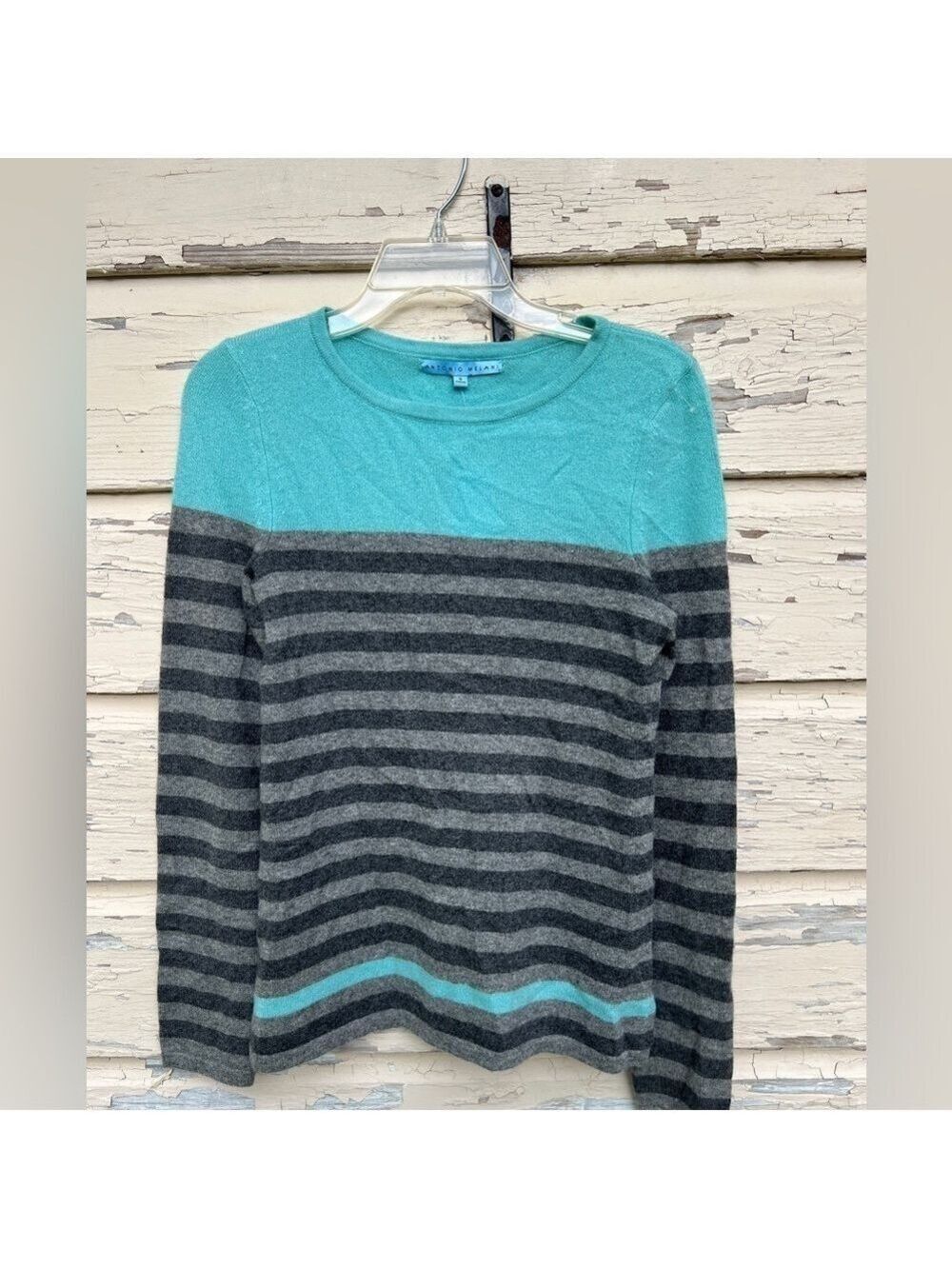 Antonio Melani 100% Cashmere Striped Quiet Luxury Pullover Sweater NWT S